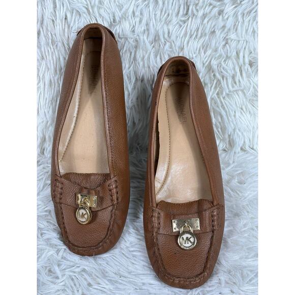 Michael Michael Kors Shoes Womens Size 6.5 Brown Leather Driving Moc Loafers MK - Picture 1 of 9